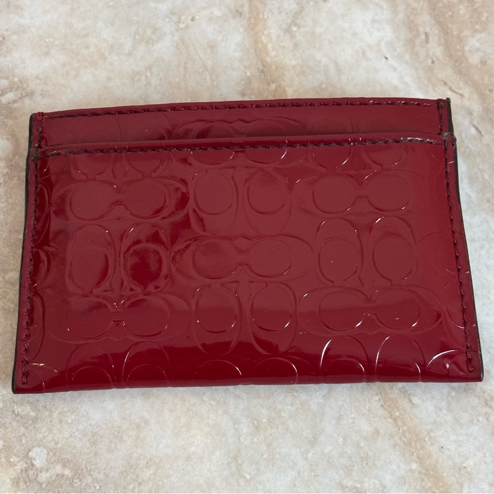 Coach patent leather monogram card holder